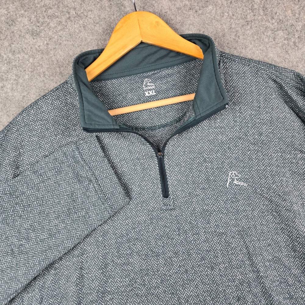 Rhoback 1/4 Zip Pullover Mens XXL Green Herringbone Golf Performance Active